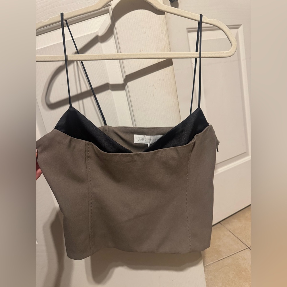 Brown zara crop top